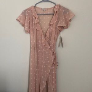 Gianni Bini Sheer Midi Wrap Dress